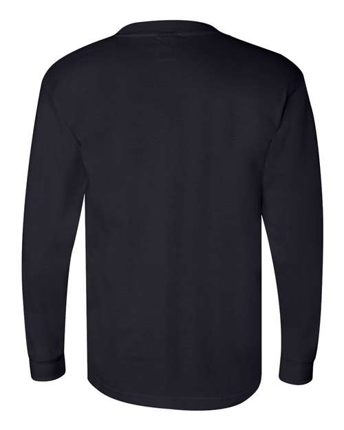 Bayside 3055 Union-Made Long Sleeve T-Shirt with a Pocket - Navy - HIT a Double