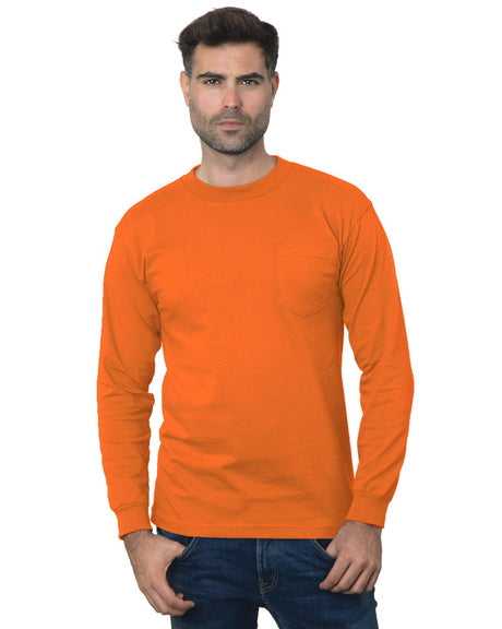 Bayside 3055 Union-Made Long Sleeve T-Shirt with a Pocket - Orange - HIT a Double