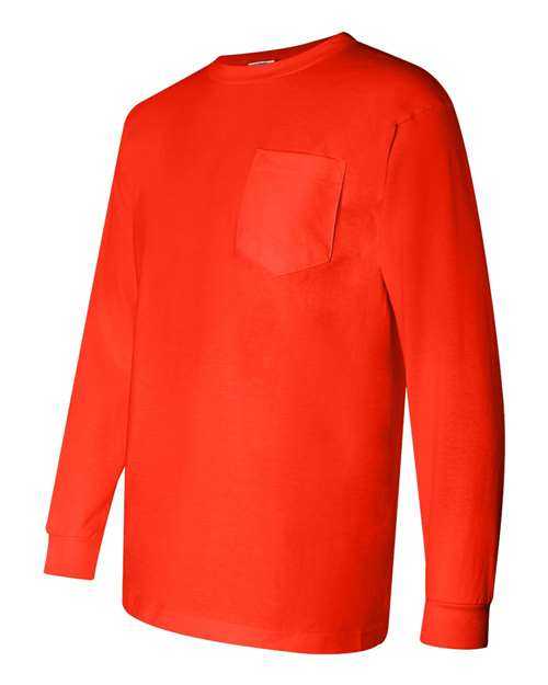 Bayside 3055 Union-Made Long Sleeve T-Shirt with a Pocket - Orange - HIT a Double