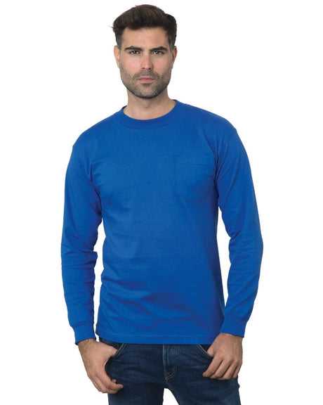 Bayside 3055 Union-Made Long Sleeve T-Shirt with a Pocket - Royal Blue - HIT a Double