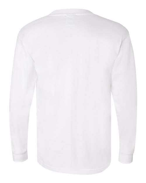 Bayside 3055 Union-Made Long Sleeve T-Shirt with a Pocket - White - HIT a Double