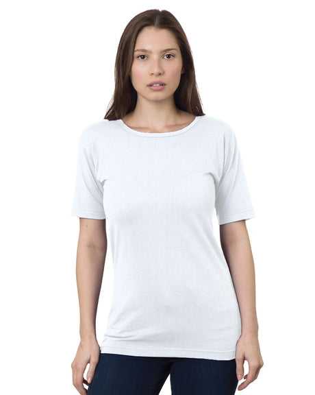 Bayside 3300 Women&#39;s USA-Made Scoop Neck Tee - White - HIT a Double