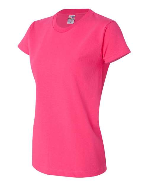 Bayside 3325 Women's USA-Made Short Sleeve T-Shirt - Bright Pink - HIT a Double