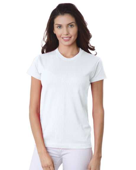 Bayside 3325 Women&#39;s USA-Made Short Sleeve T-Shirt - White - HIT a Double
