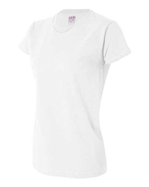 Bayside 3325 Women&#39;s USA-Made Short Sleeve T-Shirt - White - HIT a Double