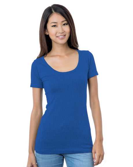 Bayside 3405 Women's USA-Made Scoop Neck Tee - Royal Blue - HIT a Double
