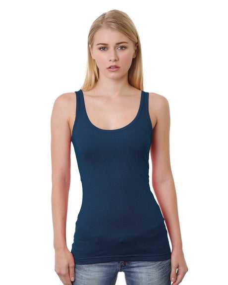 Bayside 3410 Women&#39;s USA-Made Tank Top - Heather Navy - HIT a Double