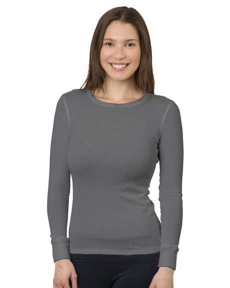 Bayside 3420 Women&#39;s USA-Made Long Sleeve Thermal - Charcoal - HIT a Double