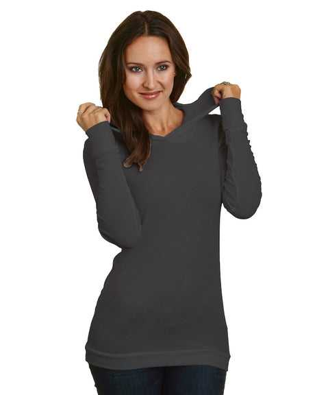 Bayside 3425 Women&#39;s USA-Made Soft Thermal Hoodie - Charcoal - HIT a Double