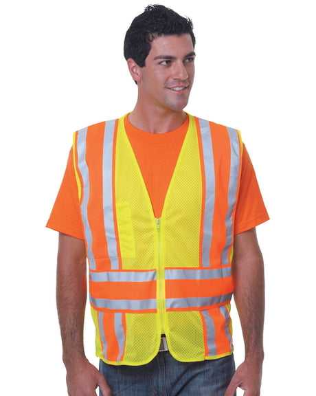 Bayside 3787 USA-Made ANSI Safety Mesh Vest - Lime Green - HIT a Double