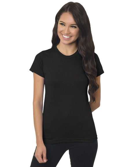 Bayside 4990 Women&#39;s USA-Made Fine Jersey Tee - Black - HIT a Double
