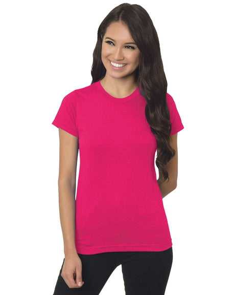 Bayside 4990 Women's USA-Made Fine Jersey Tee - Bright Pink - HIT a Double