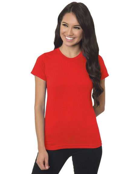 Bayside 4990 Women&#39;s USA-Made Fine Jersey Tee - Red - HIT a Double
