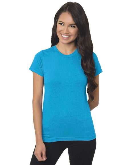 Bayside 4990 Women&#39;s USA-Made Fine Jersey Tee - Turquoise - HIT a Double