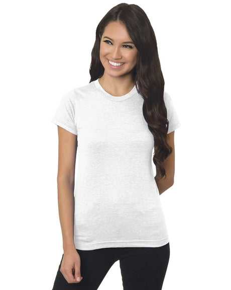 Bayside 4990 Women&#39;s USA-Made Fine Jersey Tee - White - HIT a Double
