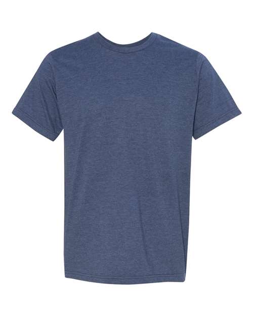 Bayside 5010 USA-Made Ringspun 50 50 Heather Unisex T-Shirt - Heather Navy - HIT a Double
