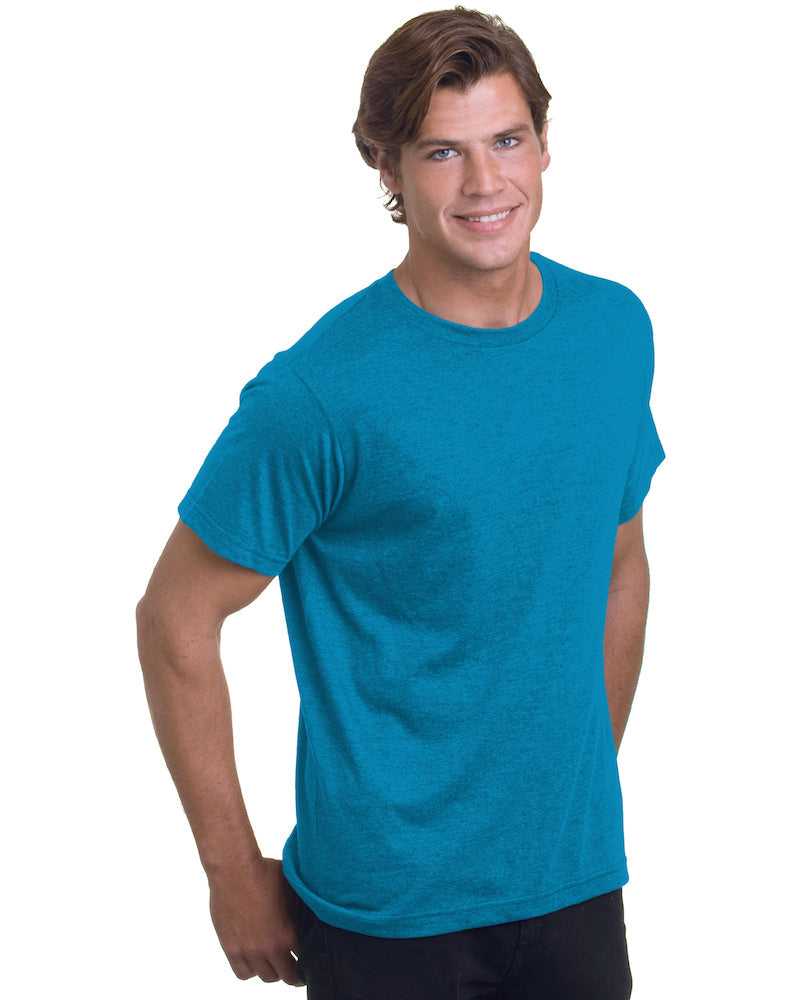 Bayside 5010 USA-Made Ringspun 50 50 Heather Unisex T-Shirt - Heather Turquoise - HIT a Double