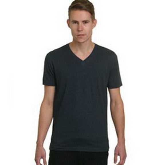 Bayside 5025 USA-Made V-Neck T-Shirt - Heather Charcoal - HIT a Double