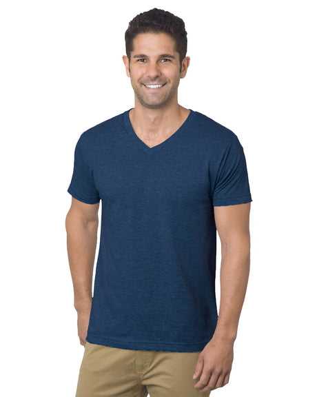 Bayside 5025 USA-Made V-Neck T-Shirt - Heather Navy - HIT a Double