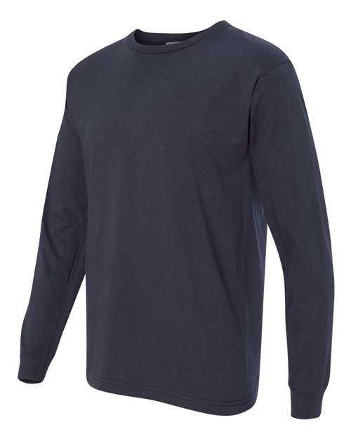 Bayside 5060 USA-Made 100% Cotton Long Sleeve T-Shirt - Navy - HIT a Double