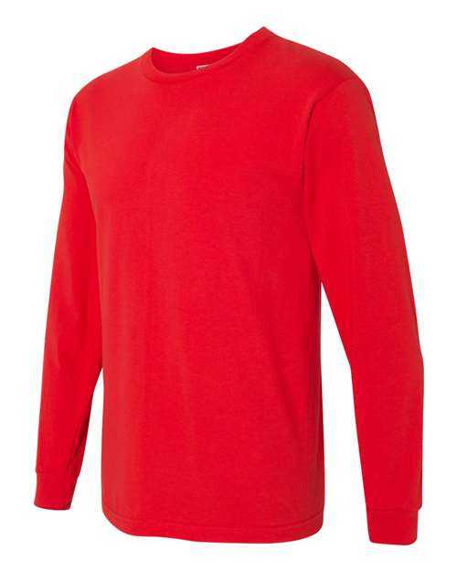 Bayside 5060 USA-Made 100% Cotton Long Sleeve T-Shirt - Red - HIT a Double