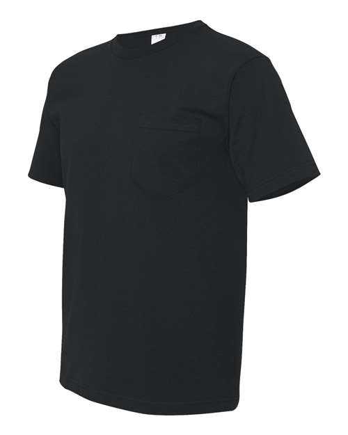 Bayside 5070 USA-Made Short Sleeve T-Shirt With a Pocket - Black - HIT a Double