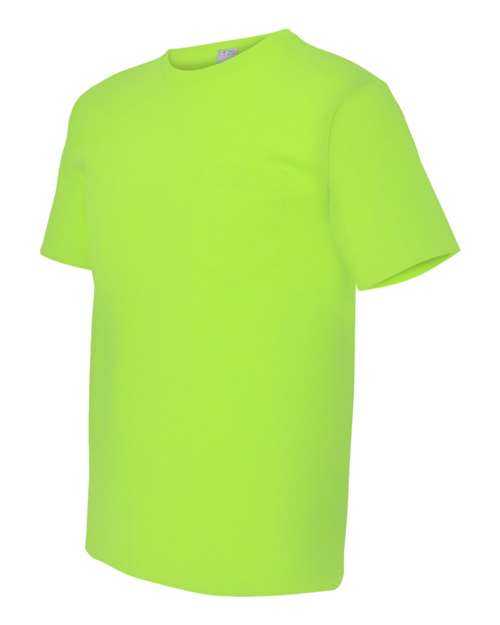 Bayside 5070 USA-Made Short Sleeve T-Shirt With a Pocket - Lime Green - HIT a Double