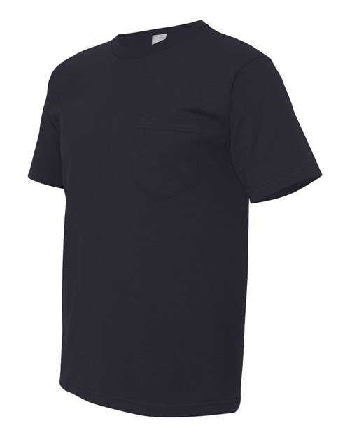 Bayside 5070 USA-Made Short Sleeve T-Shirt With a Pocket - Navy - HIT a Double