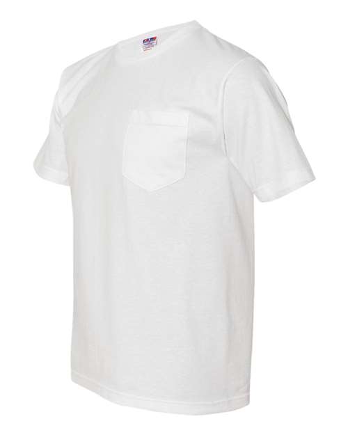 Bayside 5070 USA-Made Short Sleeve T-Shirt With a Pocket - White - HIT a Double