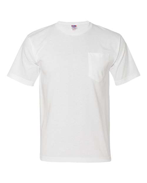Bayside 5070 USA-Made Short Sleeve T-Shirt With a Pocket - White - HIT a Double