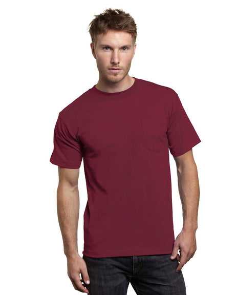 Bayside 7100 USA-Made Short Sleeve T-Shirt with a Pocket - Burgundy - HIT a Double