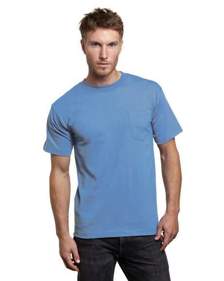 Bayside 7100 USA-Made Short Sleeve T-Shirt with a Pocket - Carolina Blue - HIT a Double