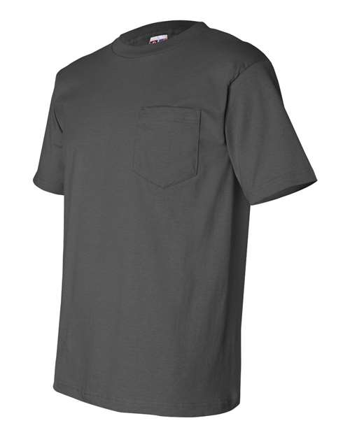Bayside 7100 USA-Made Short Sleeve T-Shirt with a Pocket - Charcoal - HIT a Double