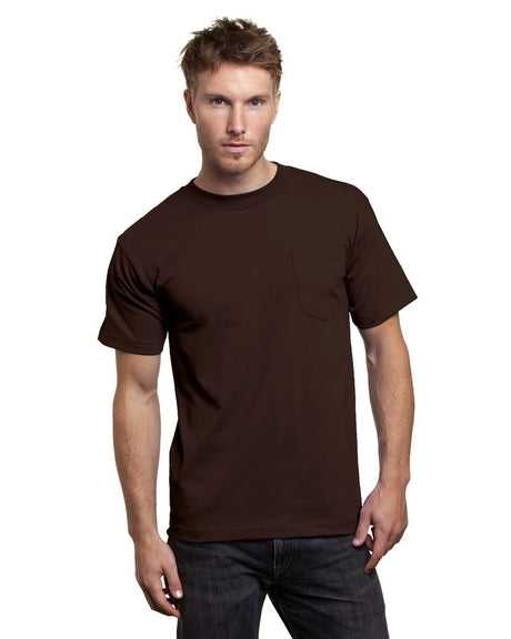 Bayside 7100 USA-Made Short Sleeve T-Shirt with a Pocket - Chocolate - HIT a Double