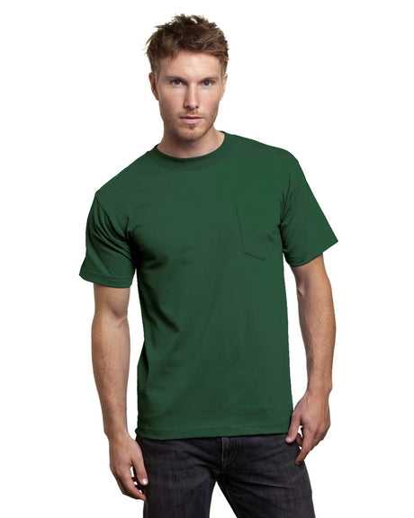 Bayside 7100 USA-Made Short Sleeve T-Shirt with a Pocket - Forest Green - HIT a Double