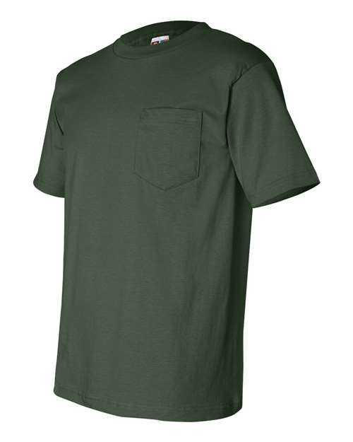 Bayside 7100 USA-Made Short Sleeve T-Shirt with a Pocket - Forest Green - HIT a Double