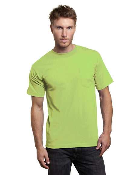 Bayside 7100 USA-Made Short Sleeve T-Shirt with a Pocket - Lime Green - HIT a Double