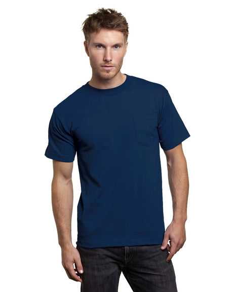 Bayside 7100 USA-Made Short Sleeve T-Shirt with a Pocket - Navy - HIT a Double