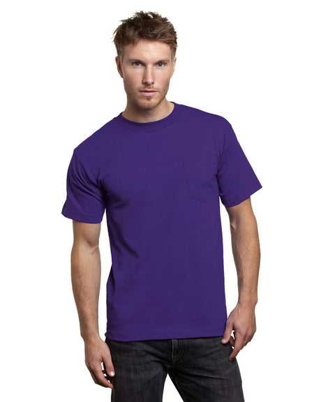 Bayside 7100 USA-Made Short Sleeve T-Shirt with a Pocket - Purple - HIT a Double