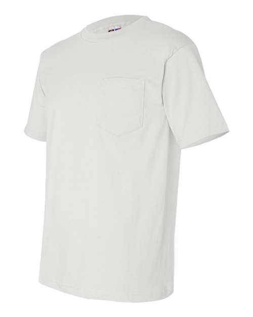 Bayside 7100 USA-Made Short Sleeve T-Shirt with a Pocket - White - HIT a Double