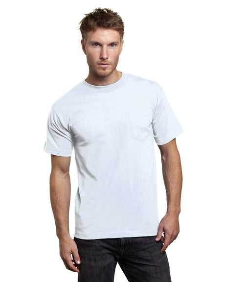 Bayside 7100 USA-Made Short Sleeve T-Shirt with a Pocket - White - HIT a Double