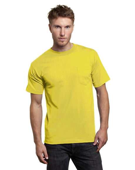 Bayside 7100 USA-Made Short Sleeve T-Shirt with a Pocket - Yellow - HIT a Double