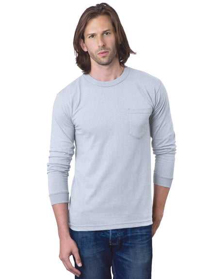 Bayside 8100 USA-Made Long Sleeve T-Shirt with a Pocket - Ash - HIT a Double