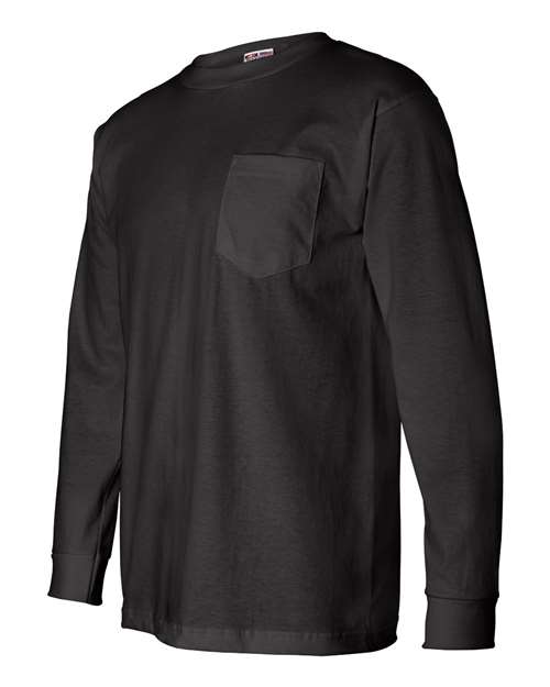 Bayside 8100 USA-Made Long Sleeve T-Shirt with a Pocket - Black - HIT a Double