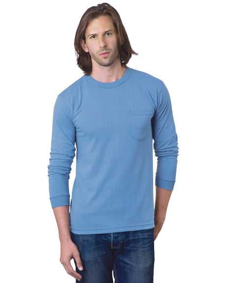 Bayside 8100 USA-Made Long Sleeve T-Shirt with a Pocket - Carolina Blue - HIT a Double