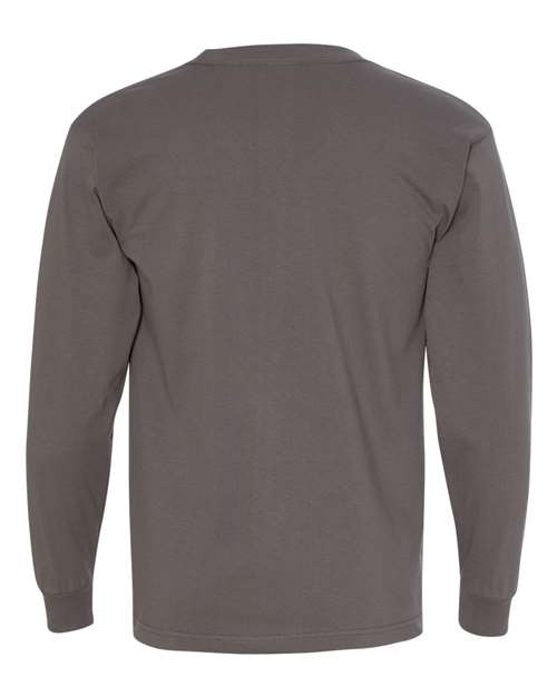 Bayside 8100 USA-Made Long Sleeve T-Shirt with a Pocket - Charcoal - HIT a Double