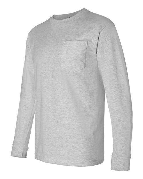 Bayside 8100 USA-Made Long Sleeve T-Shirt with a Pocket - Dark Ash - HIT a Double