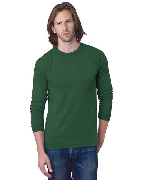 Bayside 8100 USA-Made Long Sleeve T-Shirt with a Pocket - Forest Green - HIT a Double