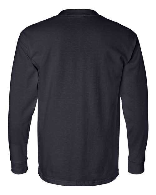 Bayside 8100 USA-Made Long Sleeve T-Shirt with a Pocket - Navy - HIT a Double