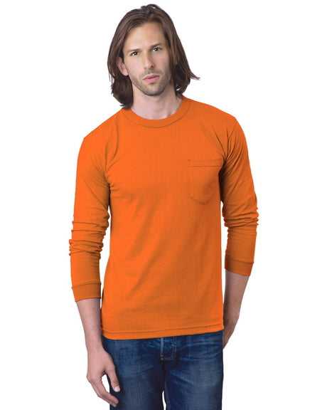 Bayside 8100 USA-Made Long Sleeve T-Shirt with a Pocket - Orange - HIT a Double